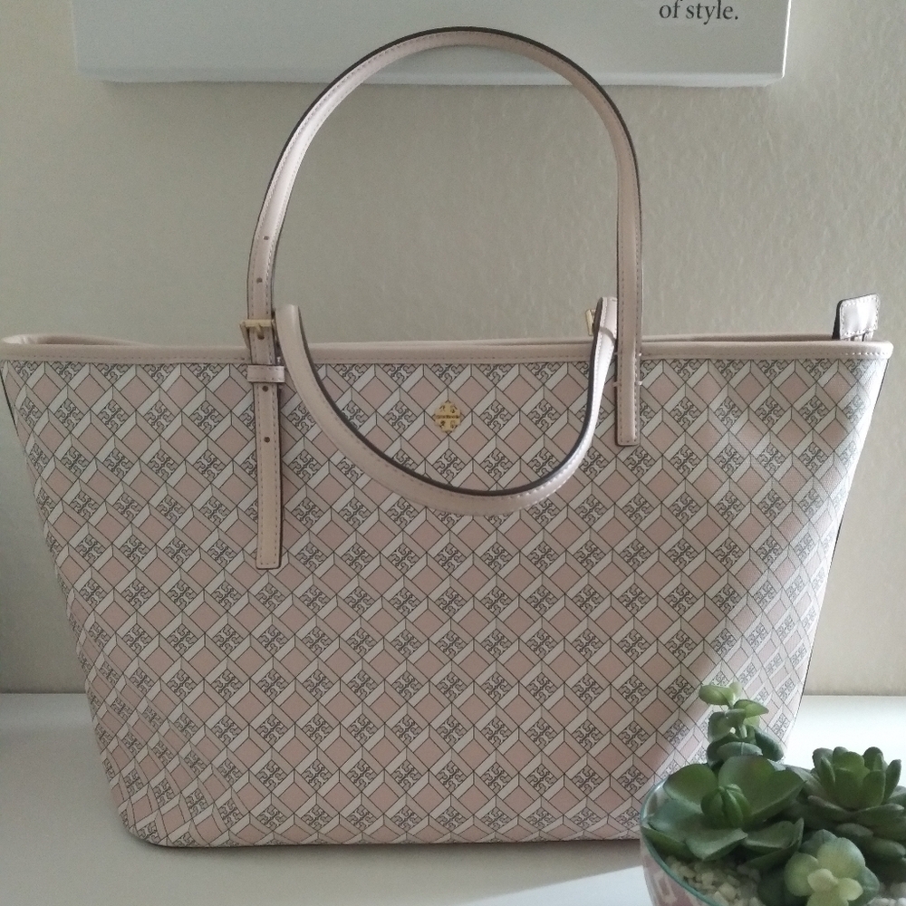 Tory Burch Geo Logo Top Zip Tote